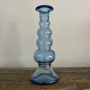Elegant Blue Bubble Glass Candle Holder
